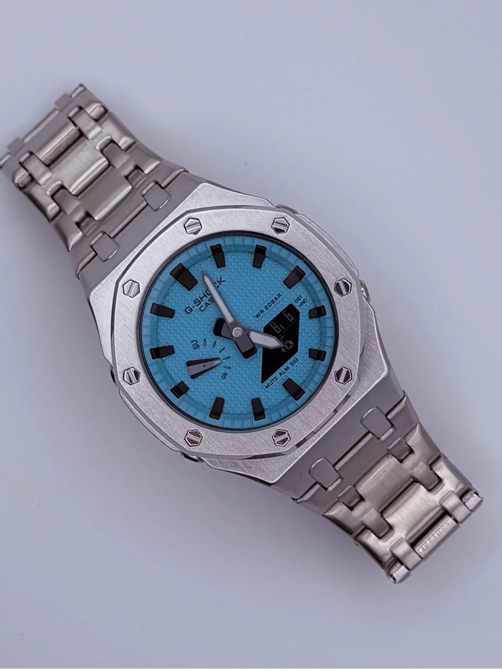 G-Shock Stainless Steel Watch with Tiffany Blue Dial